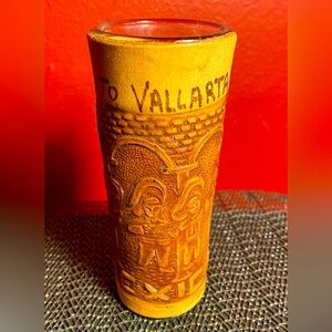 Puerto Vallarta Shot Glass Leather Case Mexico